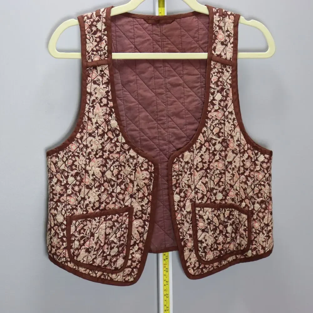Free People Quilted Floral Vest Boho Cottagecore Sample‎ Size S